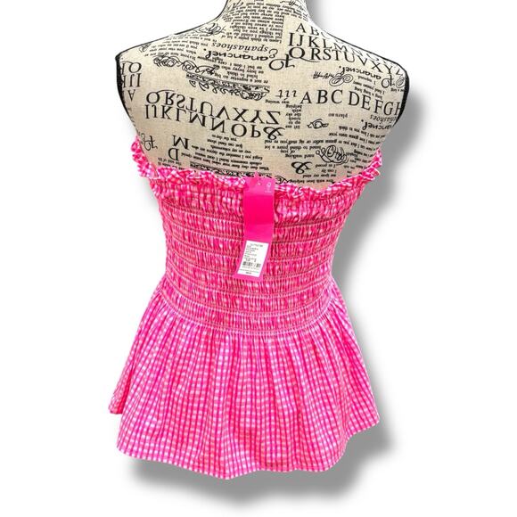 NWT Lilly Pulitzer Size M Jadis Strapless Gingham Top - Pink Isle 010122 Barbie - Picture 5 of 5